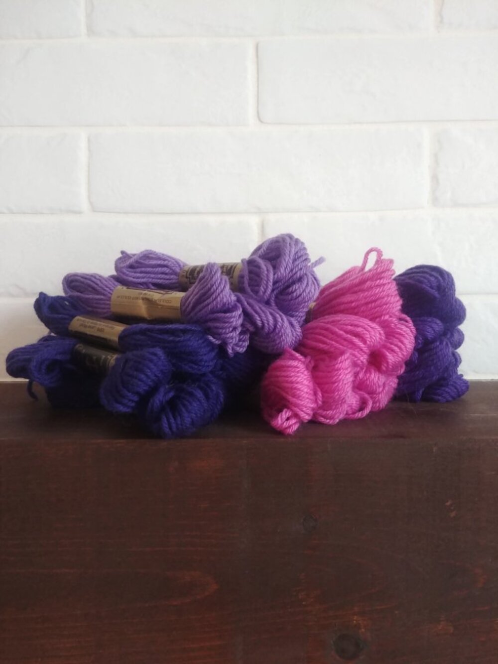 Vintage 100% wool tapestry yarn set of 26 skeins made in Canada purple violet